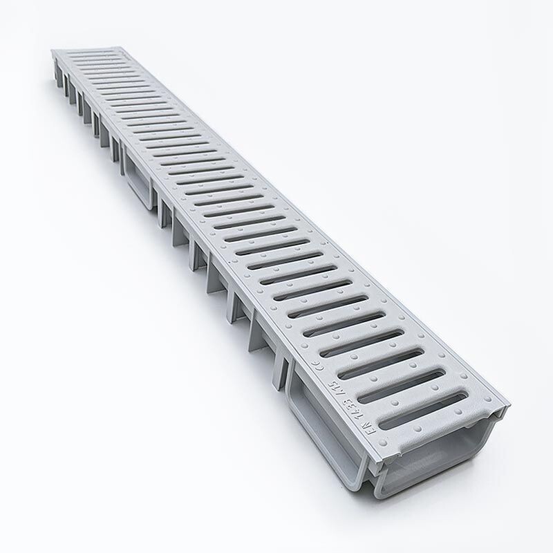 Shallow Drainage Channel Plastic Top 1m Black & Grey