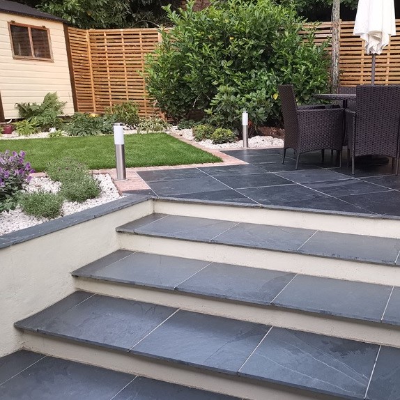 Anthracite Black Vitrified Porcelain Bullnose Steps | 900x450