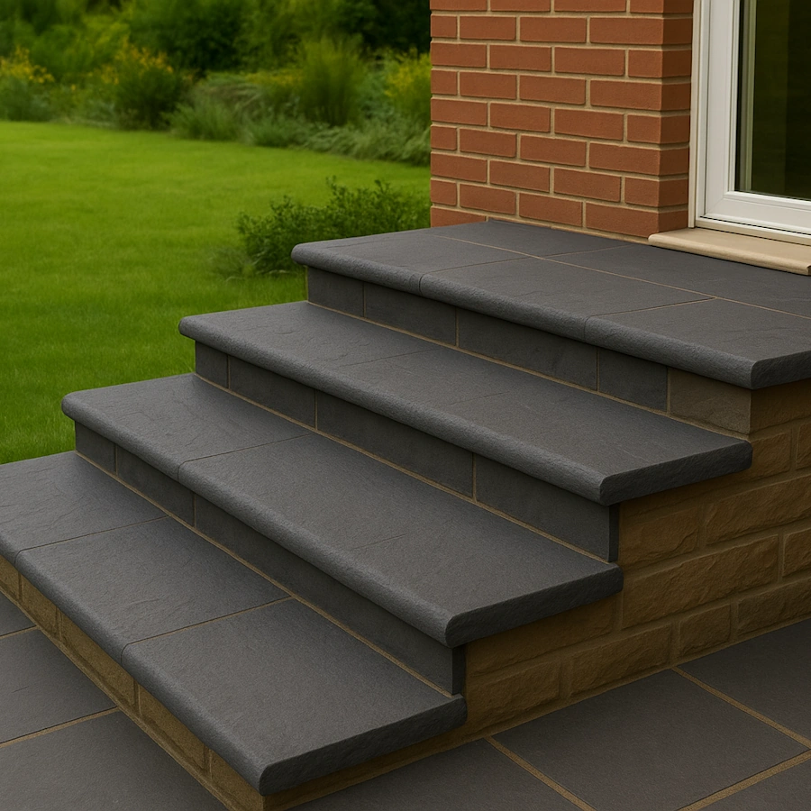 Black Limestone Bullnose Steps