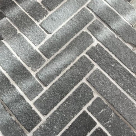 Black Limestone Herringbone Cobble Setts | Sample