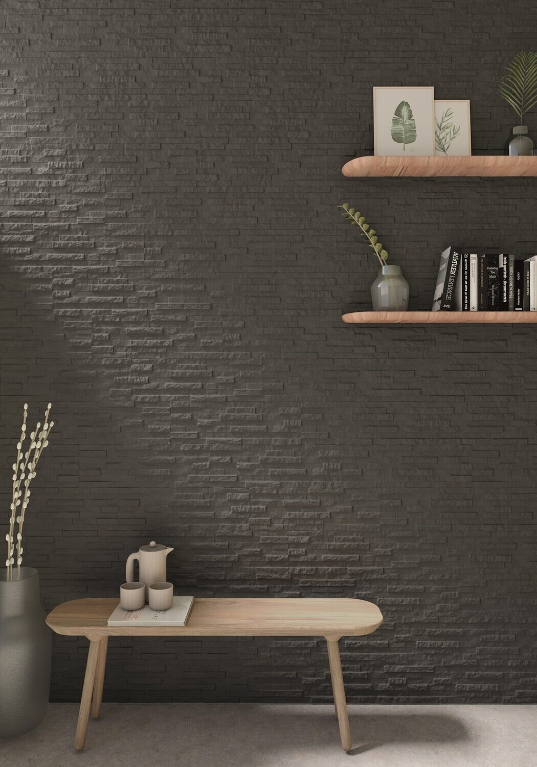 Brickstone Black Porcelain Wall Cladding Slips | Sample