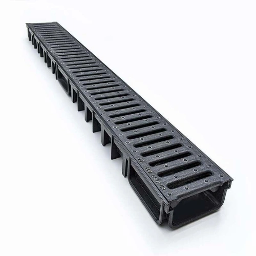 Shallow Drainage Channel Plastic Top 1m Black & Grey