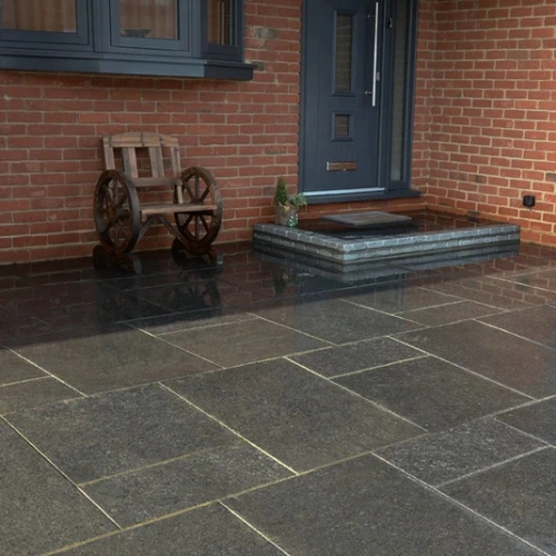 Black Granite Mixed Size Paving Slabs