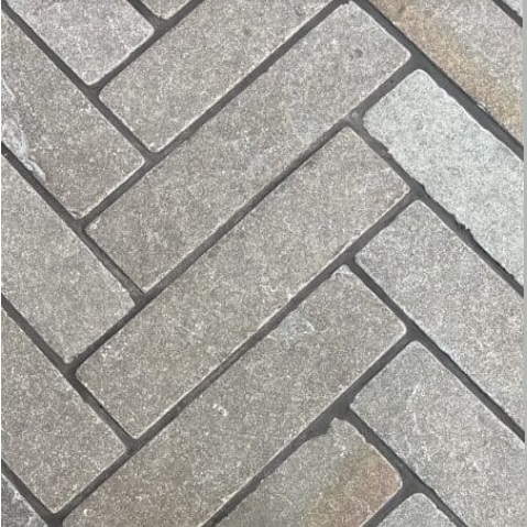 Grey Limestone Herringbone Cobble Setts | Sample