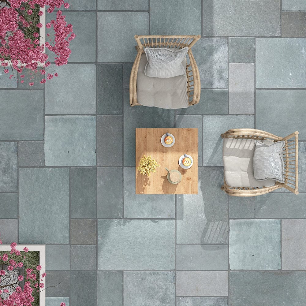 Kota Blue Limestone Calibrated Mixed Size Paving Slabs