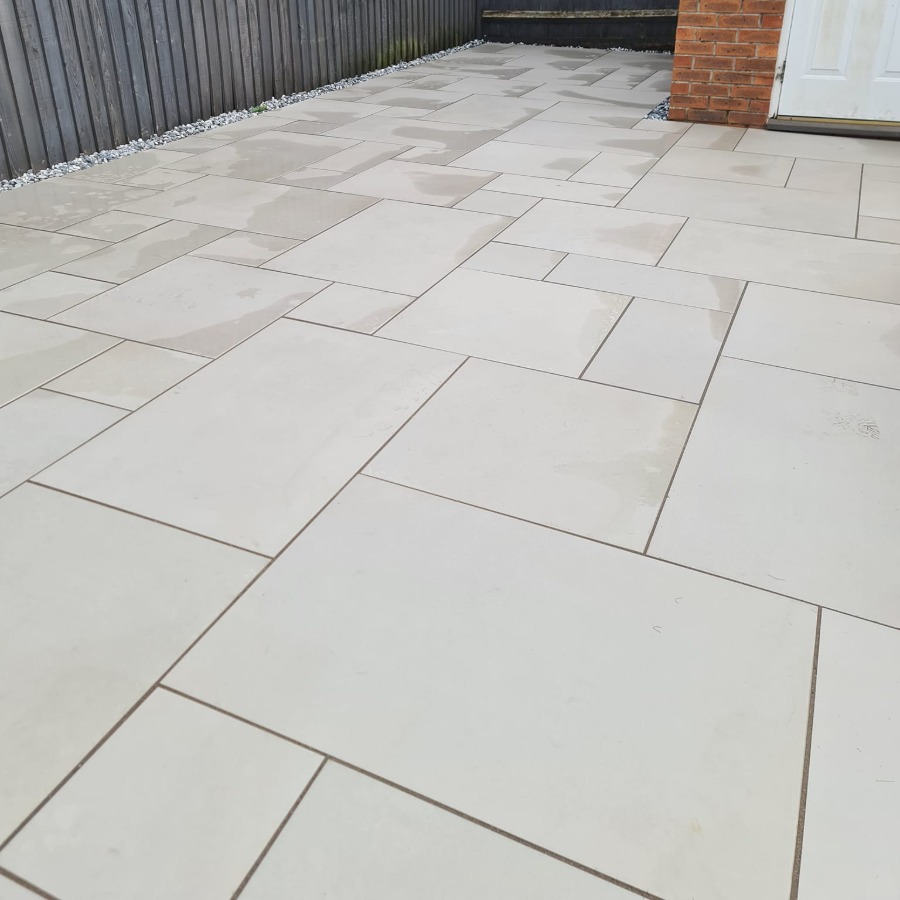 Smooth Kandla Grey Vitrified Porcelain Paving Slabs 20mm Mixed Size