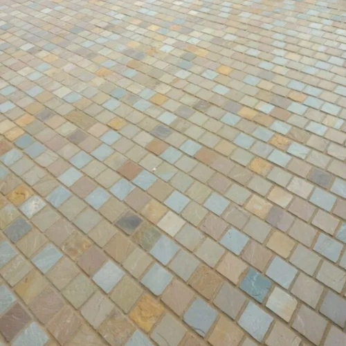 -Raj Green Natural Sandstone Cobble Setts 100×100